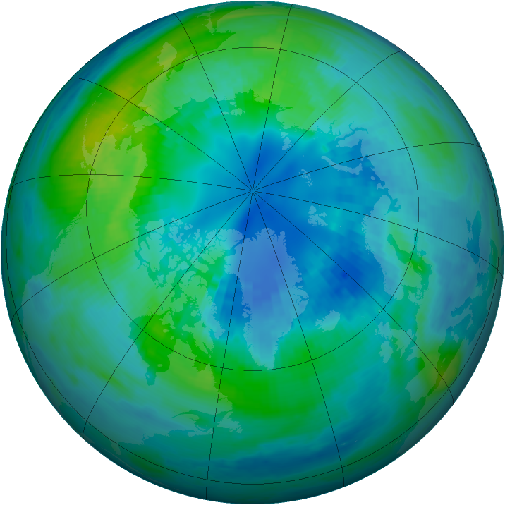 Arctic ozone map for 14 October 2000